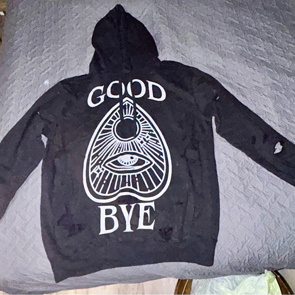 Hot Topic Black Graphic Good Bye Hoodie